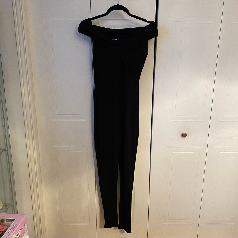 FashionNova off the shoulder jumpsuit